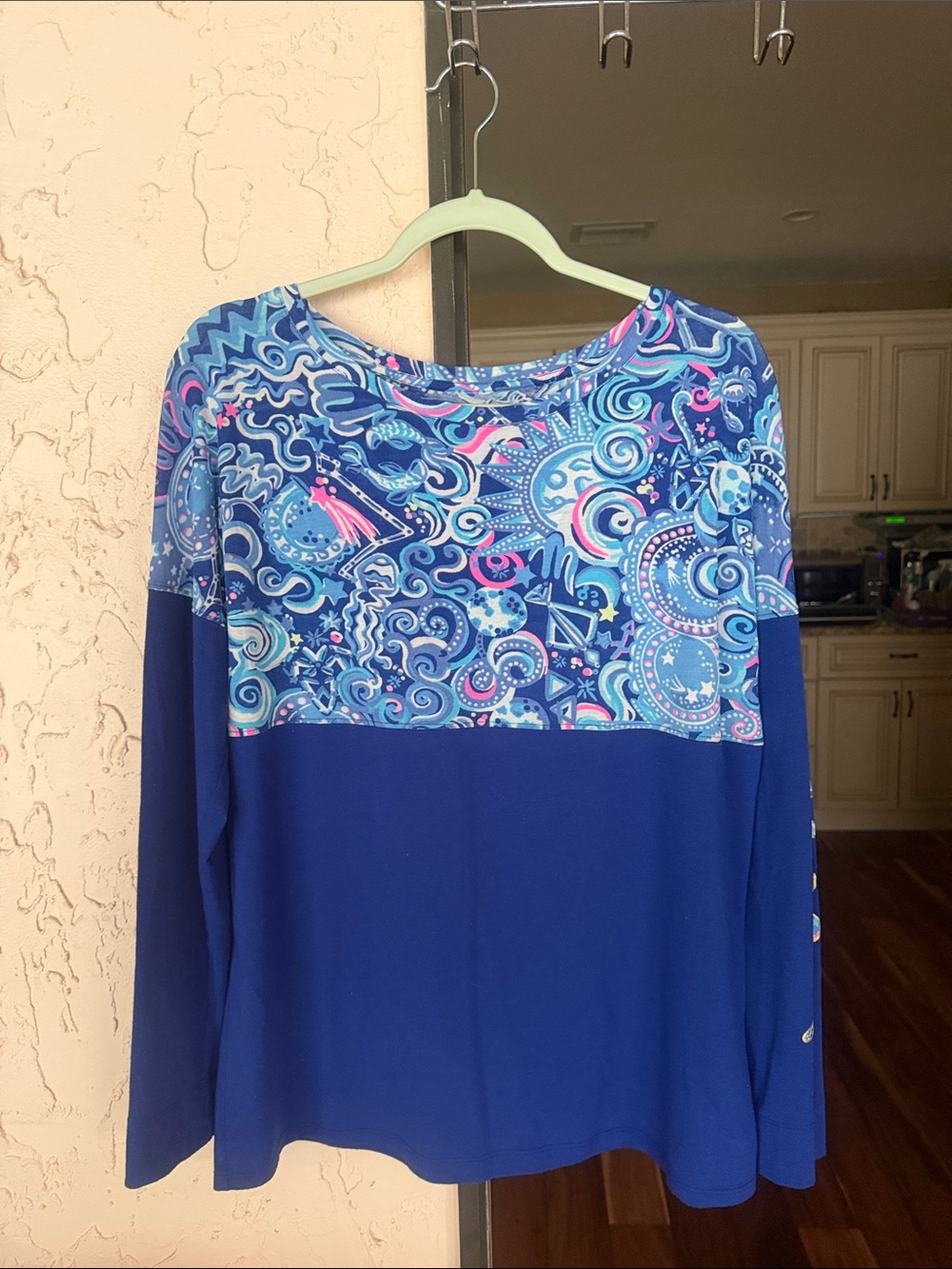 Lilly Pulitzer Blue Multi-Print Long Sleeve Top
